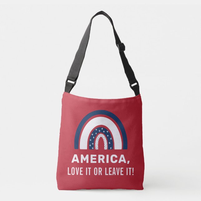 Stylish Patriotic American Rainbow USA 4th Of July Crossbody Bag (Front)