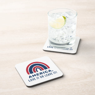 Stylish Patriotic USA American Rainbow 4th Of July Beverage Coaster