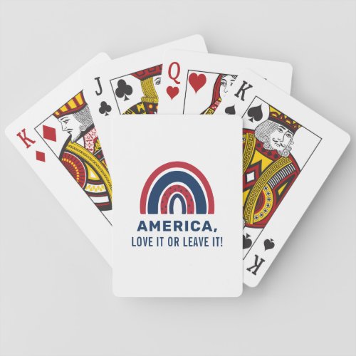 Stylish Patriotic USA American Rainbow 4th Of July Playing Cards
