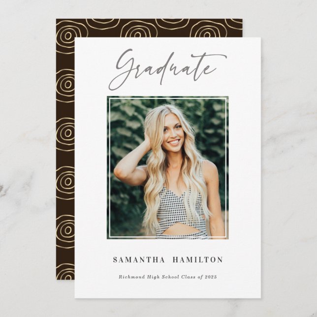 Stylish Pattern Graduation Photo Announcement (Front/Back)