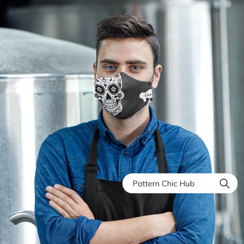 Stylish Pattern Sugar Skull Modern Gothic Holidays Premium Face Mask