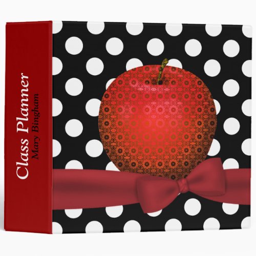 Stylish Patterned Apple Teachers Class Planner 3 Ring Binder