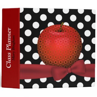 Stylish Patterned Apple Teacher's Class Planner 3 Ring Binder