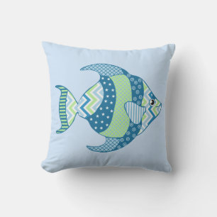 Stylish Patterned Fish Outdoor Pillow