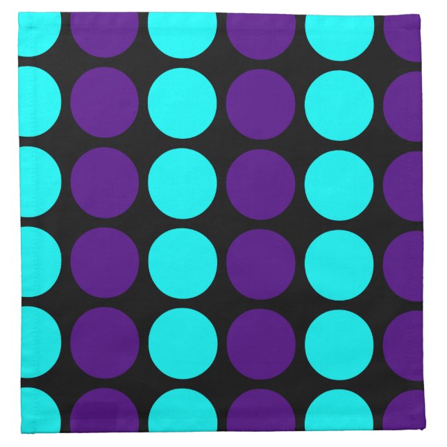 Stylish Patterns for Her : Purple & Cyan Polka Dot Napkin (Front)