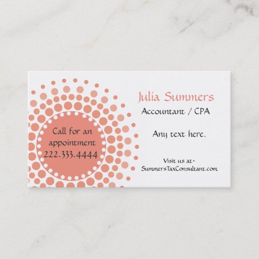 Customizable Stylish Peach and White Business Cards