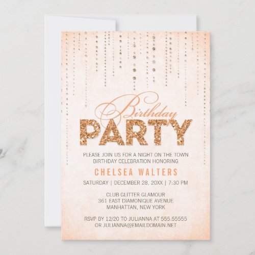 Glitter Look Birthday Party Invitation