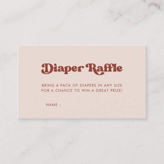 Stylish Peach Pink Baby shower diaper raffle Enclosure Card (Front)