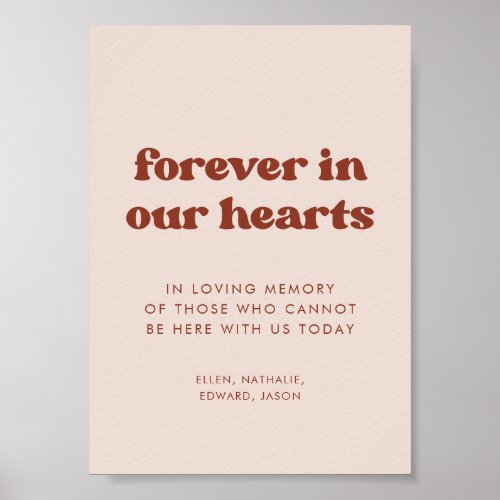 Stylish Peach Pink Forever in our hearts sign
