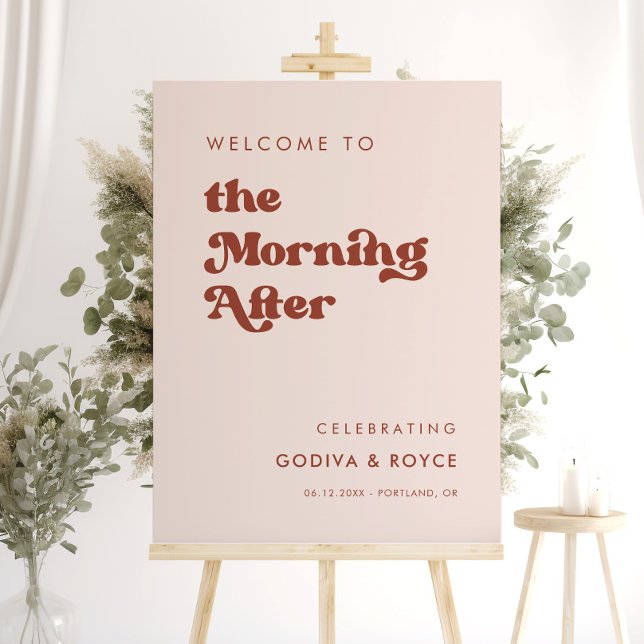 Stylish Peach Pink The Morning After welcome Foam Board (Creator Uploaded)