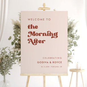 Stylish Peach Pink The Morning After welcome Sign