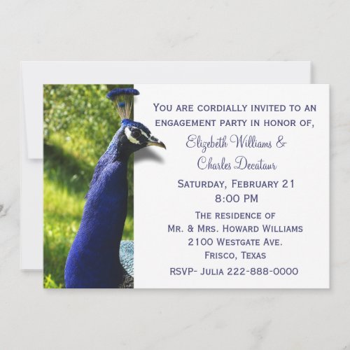 Stylish Peacock Engagement Party Invitation