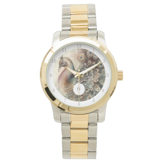 Stylish Peacock Watch | Add Your Initial (Front)