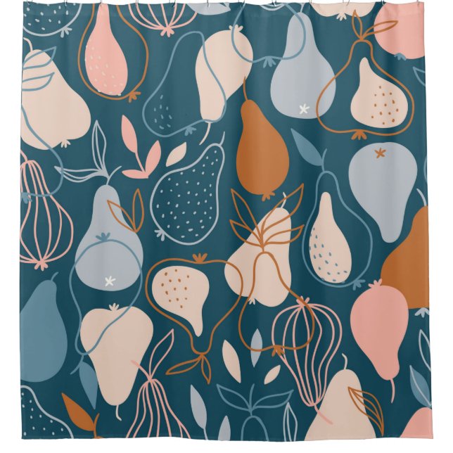 Stylish pear seamless pattern in scandinavian styl shower curtain (Front)