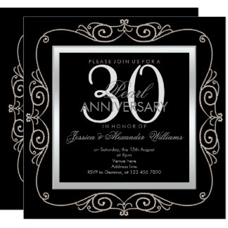 Stylish Pearl Framed 30th Wedding Anniversary Card