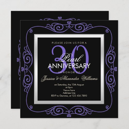 Stylish Pearl Framed 30th Wedding Anniversary Invitation