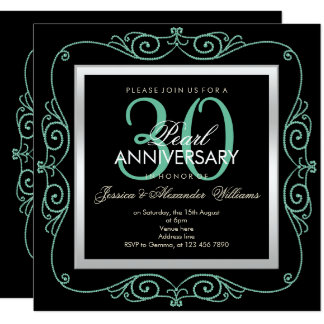 Stylish Pearl Framed 30th Wedding Anniversary Invitation