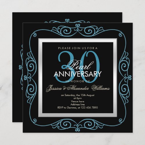 Stylish Pearl Framed 30th Wedding Anniversary Invitation