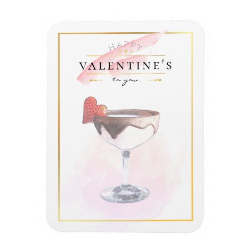 Stylish Pencil Art St Valentines Day Cocktail Magnet