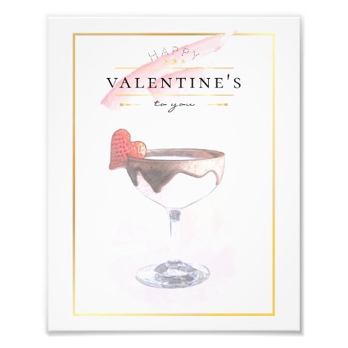Stylish Pencil Art St Valentines Day Cocktail Photo Print