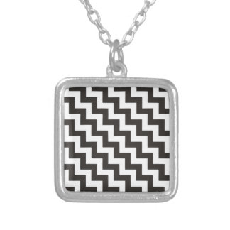 Stylish Pendant Necklace, Black and White Zigzags