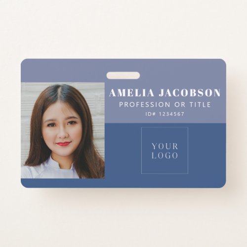 Stylish Periwinkle Blue Employee Photo ID Logo Badge