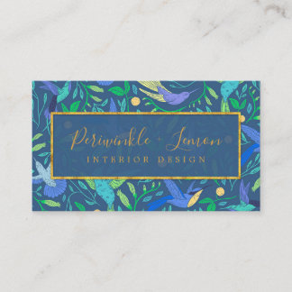 Stylish Periwinkle Floral Bird Pattern Business Card