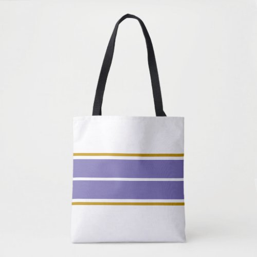 Stylish Periwinkle Purple Racing Stripes On White Tote Bag