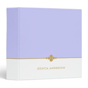 Stylish Periwinkle White Gold Name 3 Ring Binder