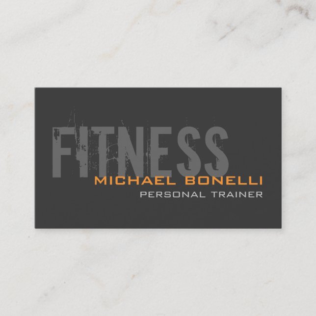 Stylish Personal Trainer Gray Yellow Business Card (Front)