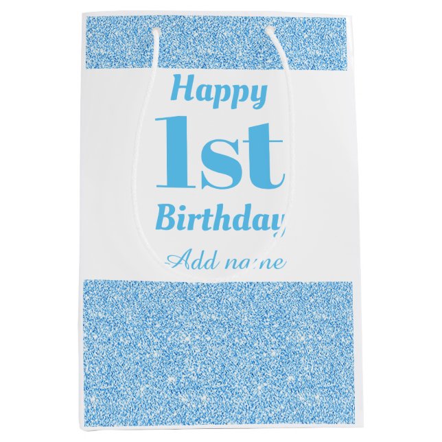 Stylish personalised 1st birthday gift bag (Front)