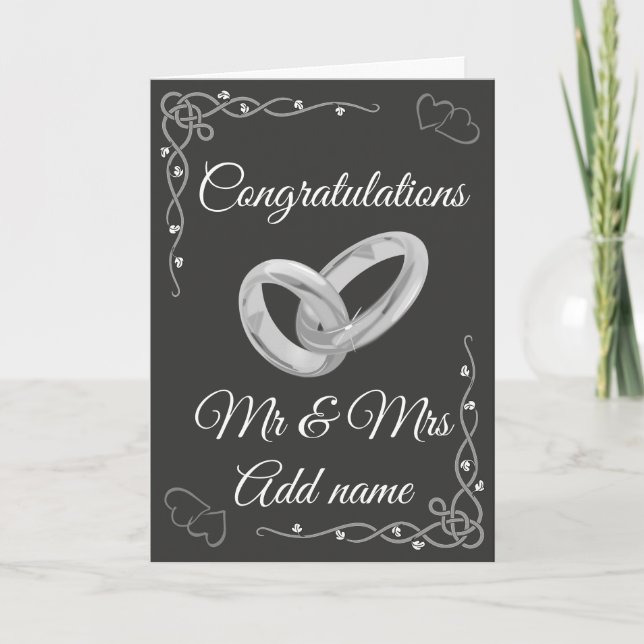 Stylish personalised congratulations mr & mrs card (Front)