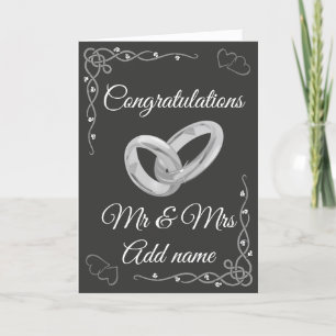 Stylish personalised congratulations mr & mrs card