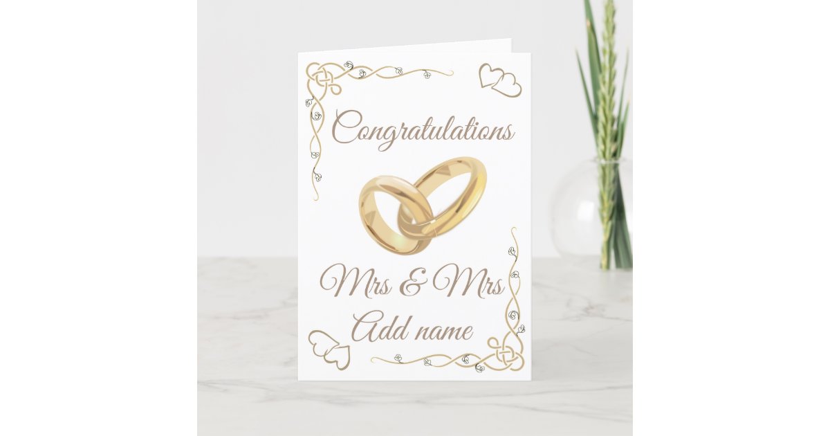 Stylish personalised congratulations mrs& mrs card | Zazzle