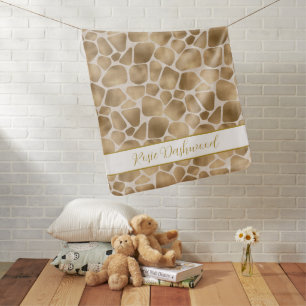 Stylish Personalised Gold Giraffe print Baby Blanket