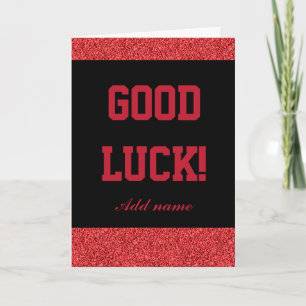 Stylish personalised good luck card