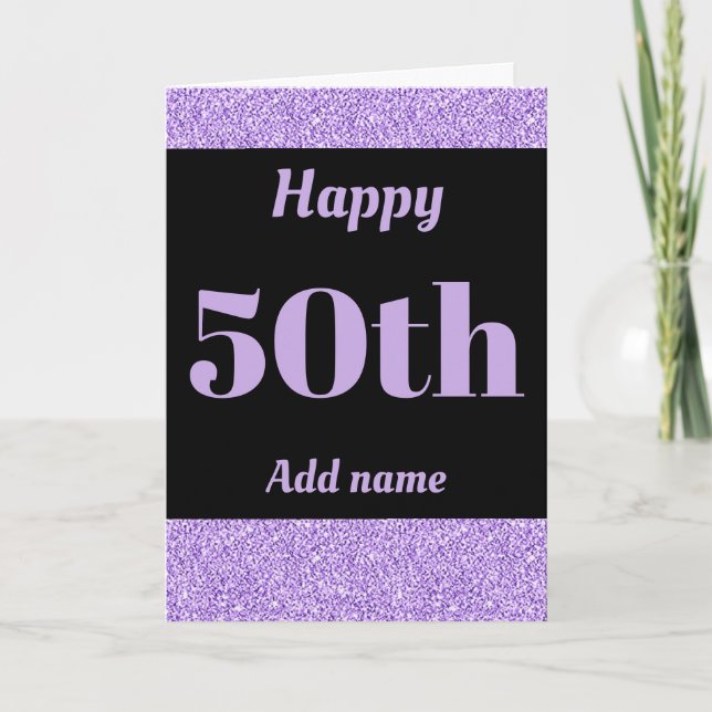 Stylish personalised happy birthday 50th card (Front)