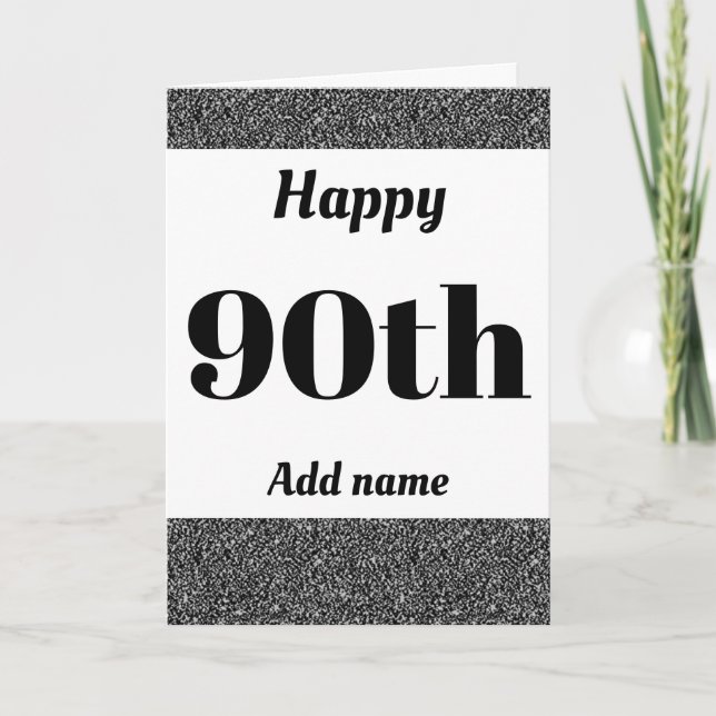 Stylish personalised happy birthday 90th card (Front)