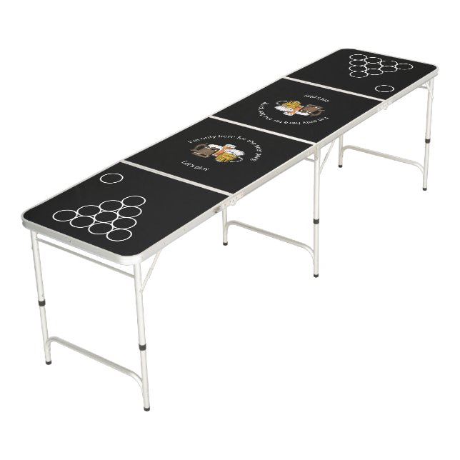 Stylish Personalizable Black Beer Pong Table (Angled)