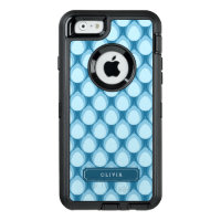Stylish Personalize Blue Teardrop Pattern Monogram OtterBox Defender iPhone Case