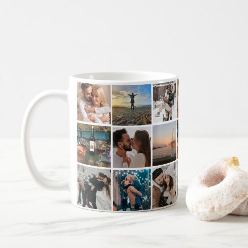 stylish  personalized 9 photos collage valentines coffee mug