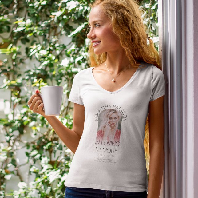 Stylish Personalized Arch Photo Memorial T-Shirt (Creator Uploaded)