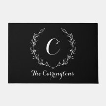 Stylish Personalized Black Front Door Mat | Large