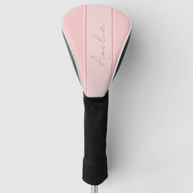 Stylish Personalized Blush Pink Golf Head Cover (Front)