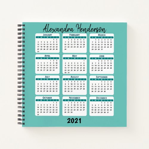Stylish  Personalized Calender  2021 Notebook