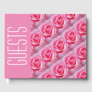 Stylish Personalized Christian Scripture PINK ROSE Guest Book