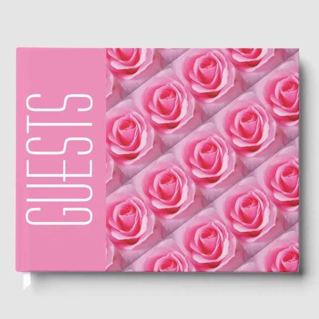 Stylish Personalized Christian Scripture PINK ROSE Guest Book (Front)