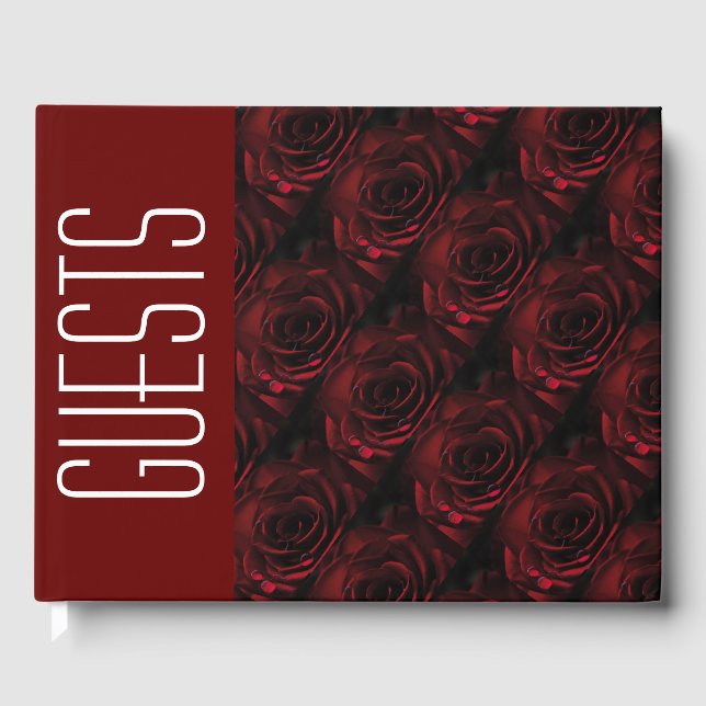 Stylish Personalized Christian Scripture RED ROSE Guest Book (Front)