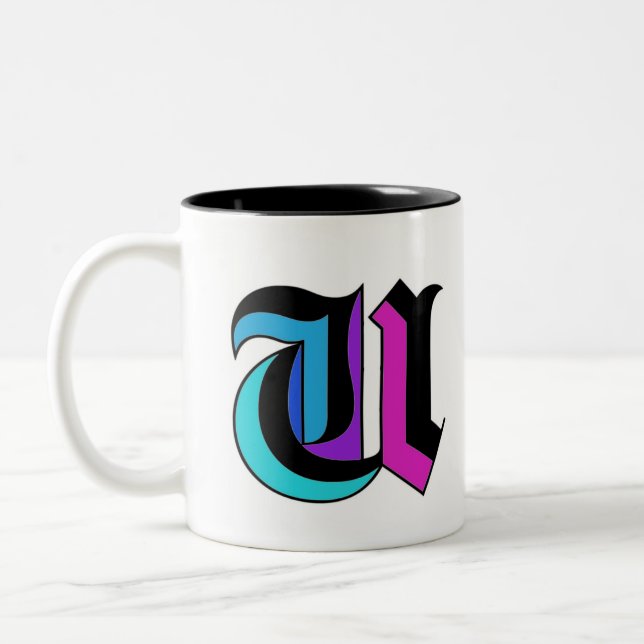 Stylish Personalized colorful modern trendy U Mug (Left)