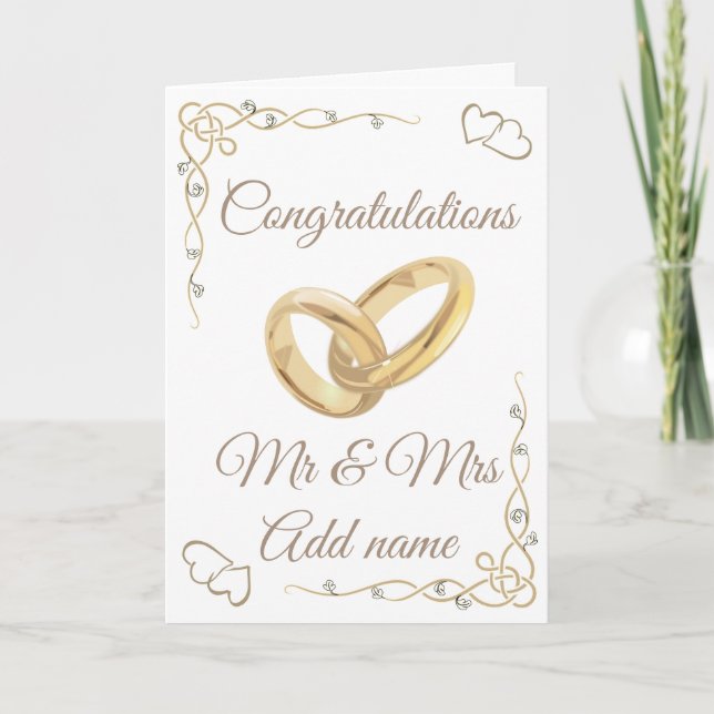 Stylish personalized congratulations mr & mrs card (Front)